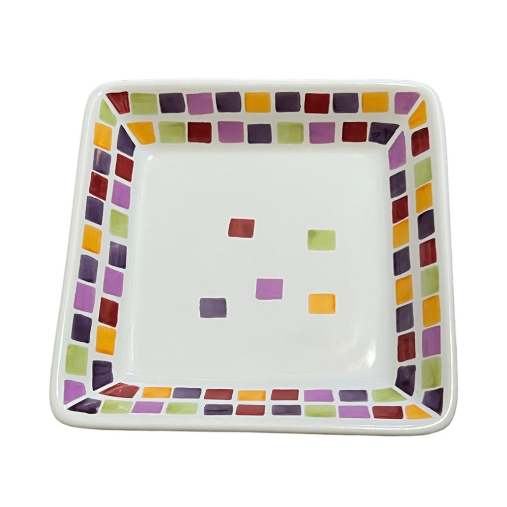 Pampered Chef Simple Additions Mosaic Tiles 7 1/4” Square Plate Like New